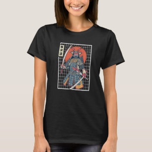 Japanischer Samurai-Krieger-Raster Japan Sonne Äst T-Shirt