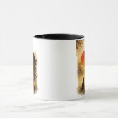  Japanischer Samurai-Krieger & schwarze Katze Kaff Tasse (Zentrum)