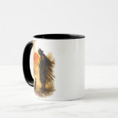  Japanischer Samurai-Krieger & schwarze Katze Kaff Tasse (Vorderseite Links)