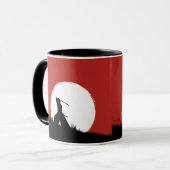 Japanischer Samurai-Krieger Silhouette Sonne Kaffe Tasse (Vorderseite Links)