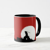 Japanischer Samurai-Krieger Silhouette Sonne Kaffe Tasse (VorderseiteRechts)