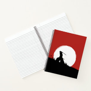 Japanischer Samurai-Krieger Silhouette Sonne Spira Notizblock