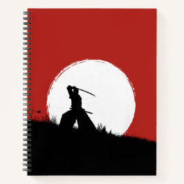 Japanischer Samurai-Krieger Silhouette Sonne Spira Notizblock