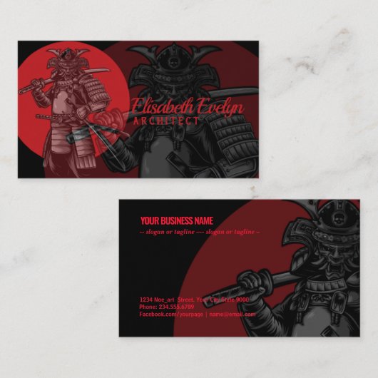 japanischer Samurai-Krieger Visitenkarte (Vorne/Hinten)