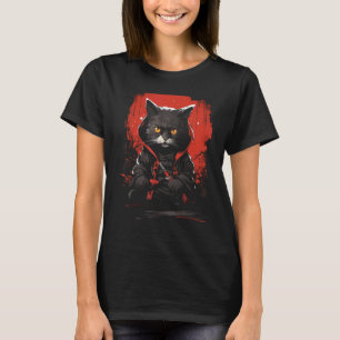 Japanischer Samurai Ninja Katze Japanische Kunst G T-Shirt