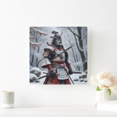 Japanischer Samurai quadratische Wanduhr (Zuhause)