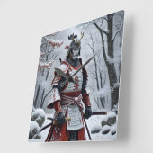 Japanischer Samurai quadratische Wanduhr (Winkel)