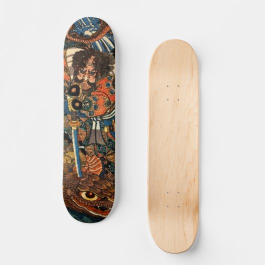 Japanischer Samurai tötet einen riesigen Python Skateboard (Vorderseite)