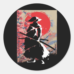 Japanischer Samurai Warrior Japan Bushido Schworsm Runder Aufkleber