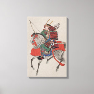 Japanischer Samurai Warrior on Horse Print Leinwan Leinwanddruck
