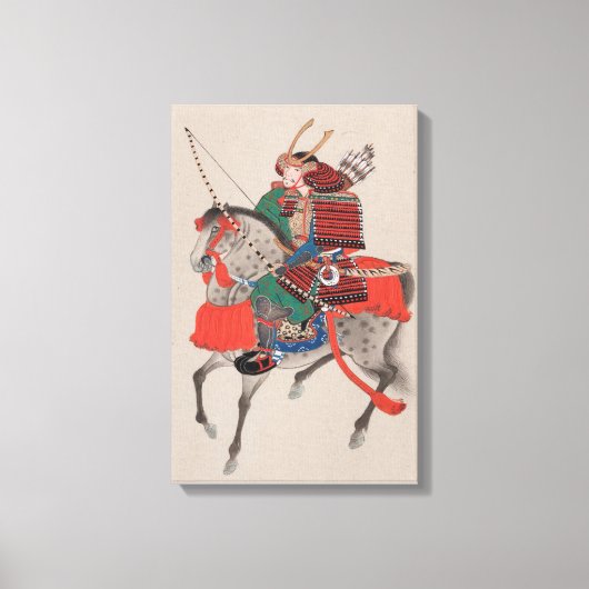 Japanischer Samurai Warrior on Horse Print Leinwan Leinwanddruck (Vorderseite)