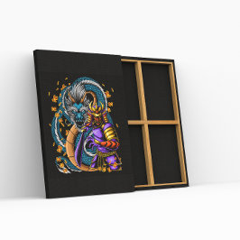 Japanischer Samurai Warrior und Dragon Poster