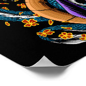 Japanischer Samurai Warrior und Dragon Poster (Ecke)