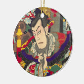 Japanischer Samurais Woodblock Druck Keramikornament (Links)
