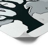 Japanischer Schnee, Baum & Berg Poster (Ecke)