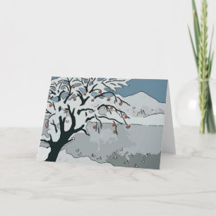 Japanischer Schnee & Berge Feiertagskarte
