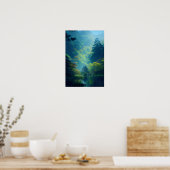 Japanischer Schrein im Herzen des Waldes Poster (Küche)