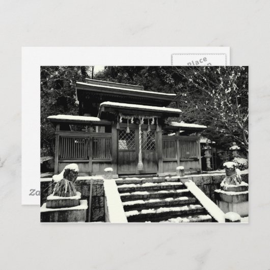 Japanischer Schrein im Schnee Postkarte (Vorne/Hinten)