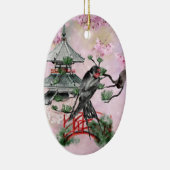 Japanischer Schwalbe, Tempel, Blossom Weihnachten Keramik Ornament (Rechts)