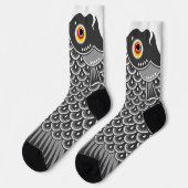 Japanischer schwarzer Koinobori-Karpfenwindsack Socken (Linkes Detail)
