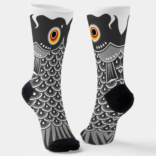 Japanischer schwarzer Koinobori-Karpfenwindsack Socken (Gewinkelt)