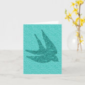 Japanischer Schwung im Flug, Türkis und Aqua Karte (Gelbe Blume)