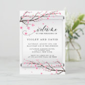 Japanischer Scroll Cherry Blossom Einladung Hochze (Stehend Vorderseite)