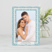 Japanischer Seigaiha Wedding Save the Date Flat Fo Einladung (Stehend Vorderseite)