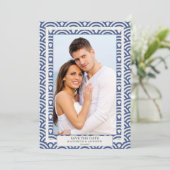 Japanischer Seigaiha Wedding Save the Date Flat Fo Einladung (Stehend Vorderseite)