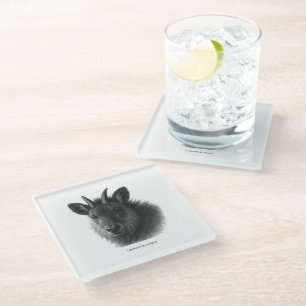 Japanischer Serau Schwarz-Weiß-Fine-Art Glasuntersetzer