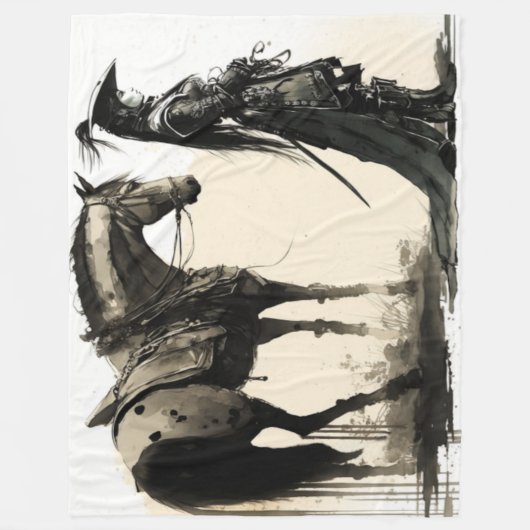 Japanischer Soldat mit Pferd Fleecedecke (Vorderseite)