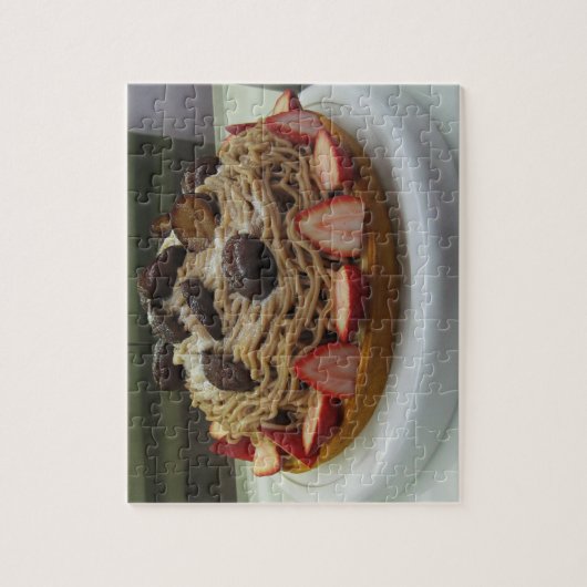 Japanischer Spaghetti-u. Erdbeerkuchen Puzzle (Vertikal)