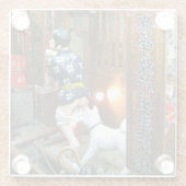 Japanischer Spaß - Hunde ziehen Ameisen herunter Glasuntersetzer (Rückseite)