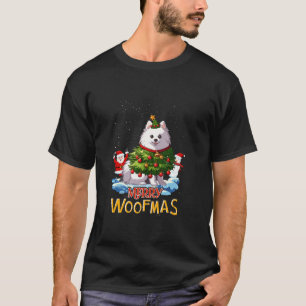 Japanischer Spitz Frohe Weihnachtsbaumleuchten Dog T-Shirt
