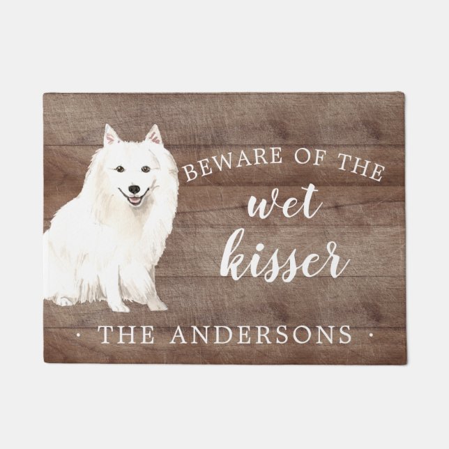 Japanischer Spitz Hund Personalisiert Dog Mat Fußmatte (Vorderseite)