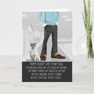 Japanischer Spitz-Hund und Papa zum Vatertag Feiertagskarte