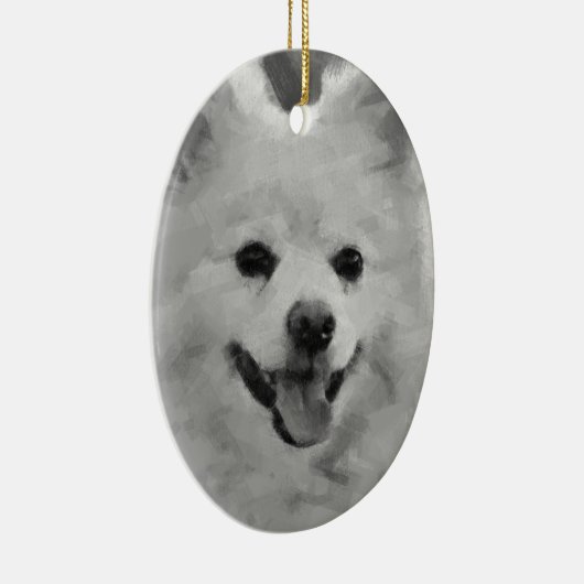 Japanischer Spitz Keramik Ornament (Rechts)