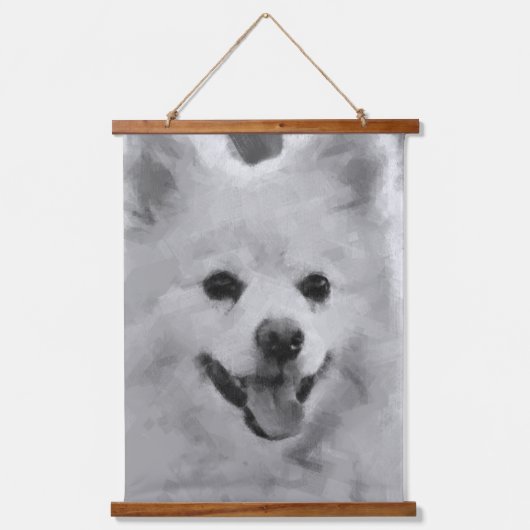 Japanischer Spitz Wandteppich Mit Holzrahmen (Vorderseite)