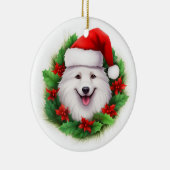 Japanischer Spitz Weihnachtswreath Keramik Ornament (Rechts)