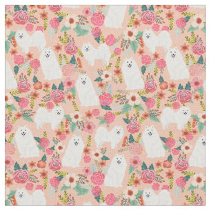 Japanischer Spitzhund Vintagen Blumenpfirsich Stoff