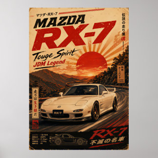 Japanischer Sportwagen Vintage Poster | Mount Fuji