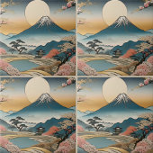 Japanischer Stil Berg Sakura Pagode und Sonne Fliese