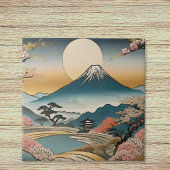 Japanischer Stil Berg Sakura Pagode und Sonne Fliese