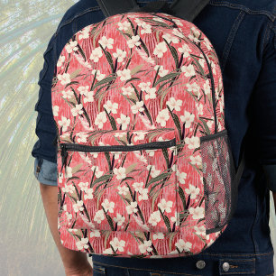 Japanischer Stil Blassorange Floral Bambus Rucksac Bedruckter Rucksack
