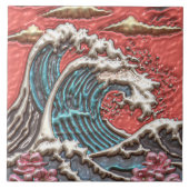 Japanischer Stil Große Wave Sakura Kirschblüten Fliese (Vorderseite)