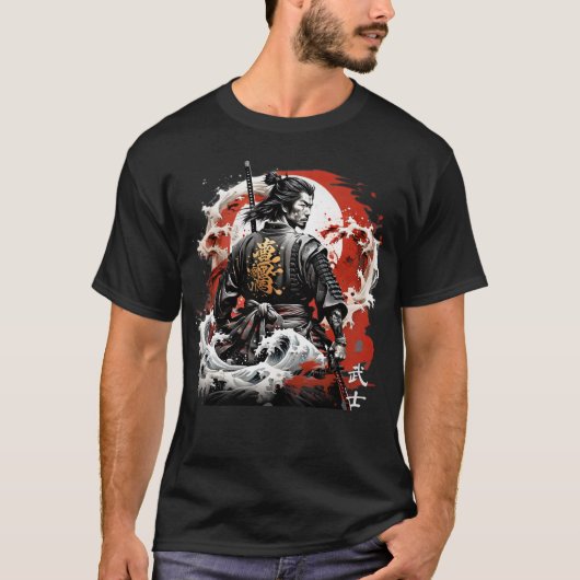 Japanischer Stil Samurai Warrior T-Shirt (Vorderseite)