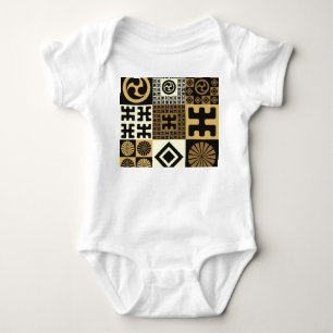 Japanischer Stil, schwarze goldene nahtlose Muster Baby Strampler