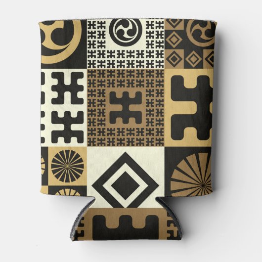 Japanischer Stil, schwarzes Gold nahtlose Muster. Dosenkühler (Vorderseite)