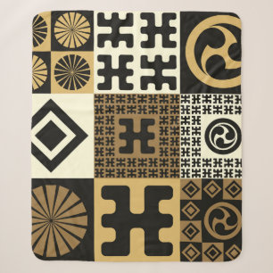 Japanischer Stil, schwarzes Gold nahtlose Muster. Sherpadecke