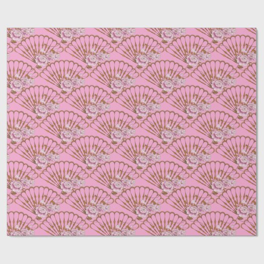 Japanischer Stil Spaß und Rose rosa Geschenkpapier (Flach)